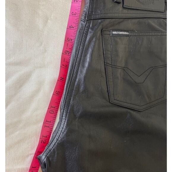 Harley Davidson Leather Motorcycle Riding Pants Black Women's Reg fit Size 34/6 - Picture 5 of 10